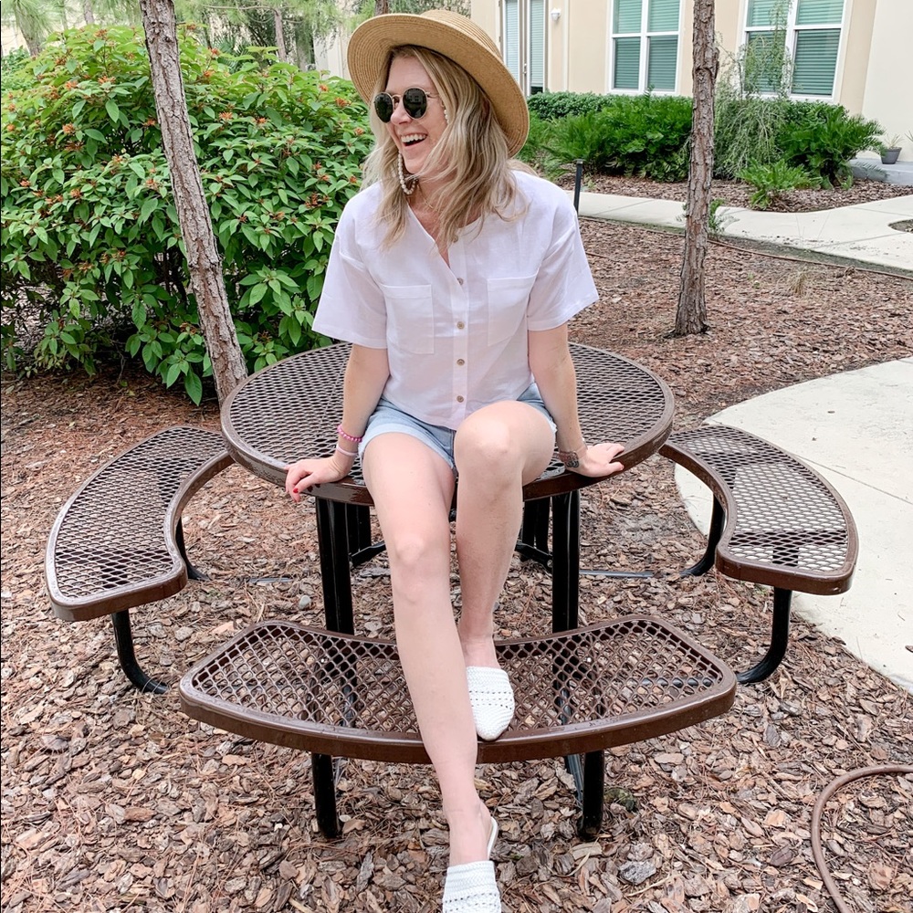 White linen top